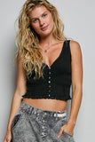 V-Neck Sleeveless Lace Ribbed Knit Top