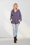 LONG PUFF SLEEVES HOODIE TUNIC TOP - RET3056PD