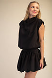 Mock Neck Balloon Top