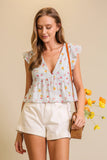 Gingham Floral Print Baby Doll Top 2