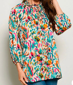 Teal Abstract Tunic