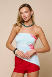 Floral Print Asymmetrical Strapless Tube Top