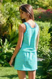 IT2681-SET | Striped Tank & Mini Skirt Bult In Shorts Set