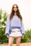 Raw Edge Details Striped High-Low Top