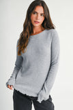 8414IN Thermal Knit Lettuce Edge Long Sleeve Top