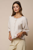 Color Block Button Down Sweater Top
