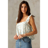 JT5591-1 - WHITE BLUE FLORAL TOP