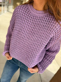 LAVENDER LONG SLEEVE KNIT PULLOVER SWEATER