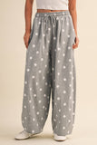IP1506 POLKA DOT PRINTED BARREL CASUAL SWEATPANTS