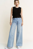 HQP0001-DENIM WIDE LEG JEANS-BROKEN