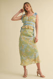 EXCLUSIVE PRT FLORAL TOP AND MIDI SKIRT SET MPST4070