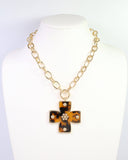 Carol Large Cross Charm Necklace Tortoise