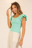 Spring Ruffle Tiered Sweater Top
