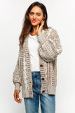 TWO TONE CABLE CHUNKYSWEATER CARDIGAN