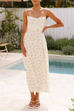 Sweet Floral Print Spaghetti Strap Midi Dress