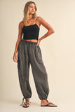 IP1530-B STRIPED DOUBLE GAUZE CONTRAST POCKET BALLOON PANTS