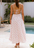 Sweet Floral Print Spaghetti Strap Midi Dress