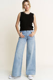 HQP0001-DENIM WIDE LEG JEANS-BROKEN
