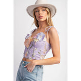 3D FLOWER EMBROIDERY TANK TOP