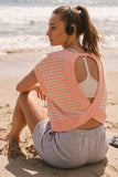 STRIPED FRENCH TERRY OPEN BACK TOP