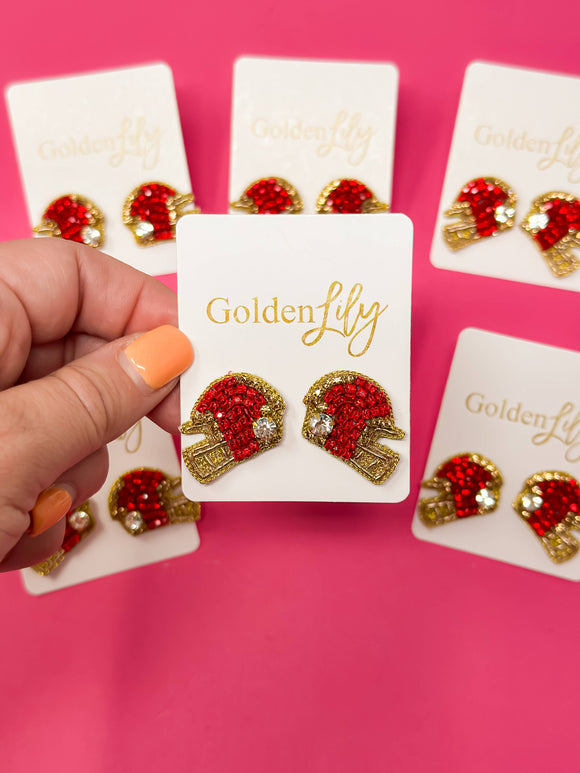 Helmet Stud - Red and Gold