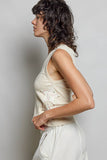 Sleeveless V neck star patch on side knit top