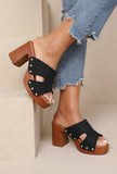 Trendy comfortable wedge heel mules KA-78