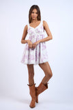 FLORAL WIDE BAND STRAP RUFFLE LACE TRIM MINI DRESS