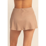 Ribbed Elastic Waist Mini Skort