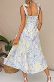 Pastel Floral Sweetheart Midi Dress
