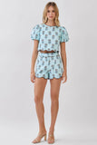 CT10047-Scalloped Detail Floral Print Crop Top