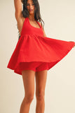 IR2198 HALTER BABYDOLL ROMPER WITH BIKER SHORTS