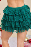Tiered Lace Mini Skort – Festive Holiday Party