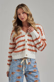 WAVY STRIPE POINTELLE FALL THANKSGIVING SWEATER CARDIGAN