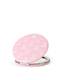 Hannah Bow Pocket Mirror   Pink/White   2.75"