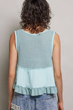 Sleeveless contrast thermal cropped babydoll top