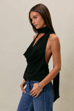 COWL NECK TOP WITH ATTACHED SCARF
