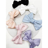 Double Layer Soft Tone Satin Bow Hair Clips