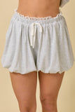 Bubble Hem Shorts With Lace Ruffle