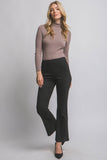 FAUX SUEDE FLARE HIGH WAISTED PANTS