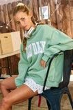 IT2594E-DILLYDALLY | 'DILLY DALLY' Mock Neck Sweatshirt