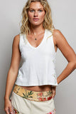 Sleeveless V neck star patch on side knit top