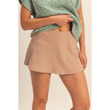 Ribbed Elastic Waist Mini Skort