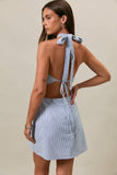 HALTER NECK TIE BACK MINI DRESS