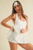 IR2198 HALTER BABYDOLL ROMPER WITH BIKER SHORTS