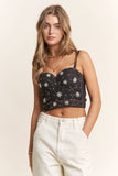 Rhinestone Embellished Crop Top