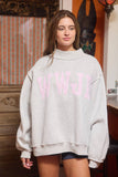IT2594E-WWJD2 Stripe Embroidered "WWJD" Mock Neck Sweatshirt