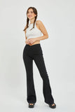 Overlapped Waist Band Pull On Flare Jegging [AB38924BLK]