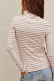Stripe Turtleneck basic top fitted tee long sleeve top