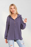 LONG PUFF SLEEVES HOODIE TUNIC TOP - RET3056PD
